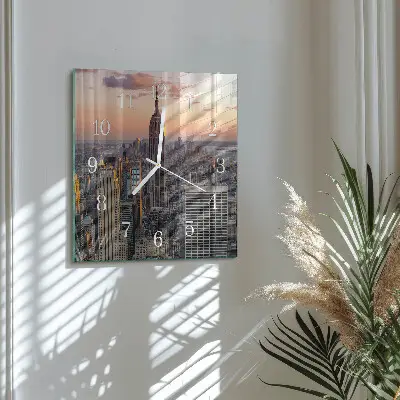 Nástěnné hodiny skleněné čtvercové Horizont