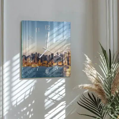 Nástěnné hodiny skleněné čtvercové Horizont