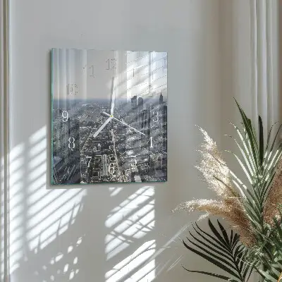 Čtvercové skleněné hodiny na stěnu Horizont