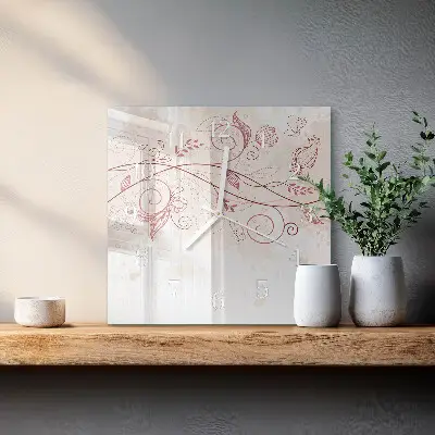 Nástěnné hodiny skleněné čtvercové Floristické umění