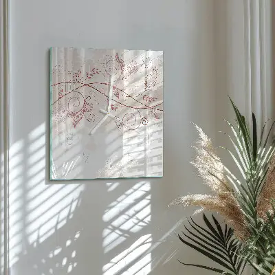 Nástěnné hodiny skleněné čtvercové Floristické umění