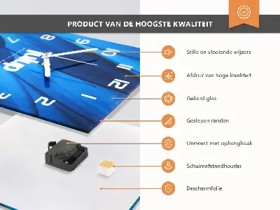 Čtvercové skleněné hodiny na stěnu Londýn