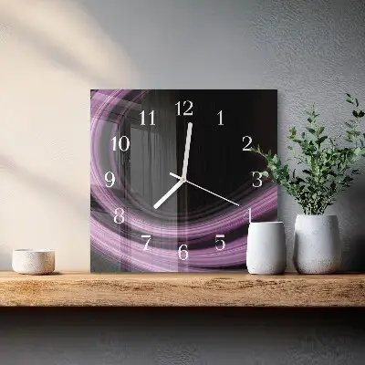 Čtvercové skleněné hodiny na zeď Abstraktní linie