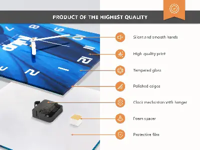 Hodiny na skle čtvercové Pampeliška