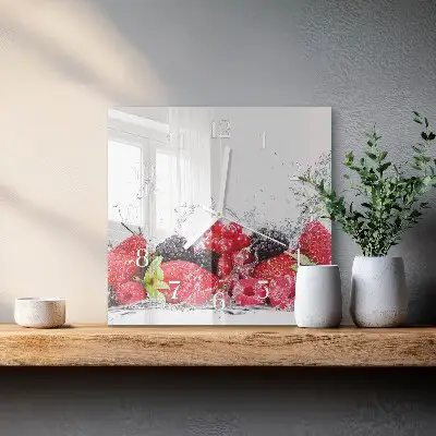 Hodiny s fotkou skleněné čtvercové Ovoce