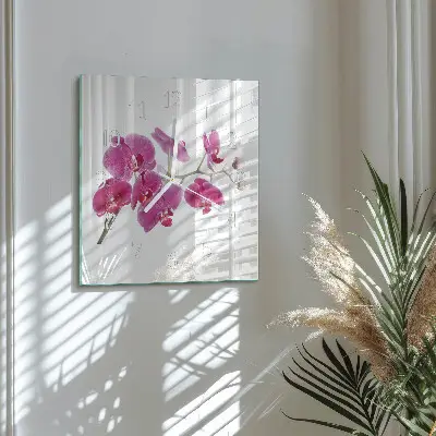 Nástěnné hodiny skleněné čtvercové Orchidej