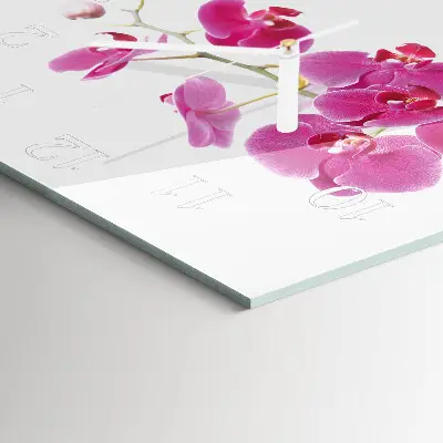 Nástěnné hodiny skleněné čtvercové Orchidej