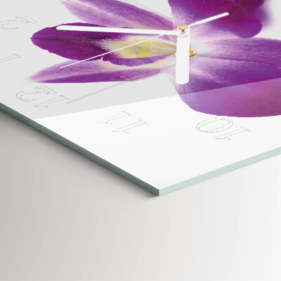 Čtvercové skleněné hodiny na zeď Květina orchideje