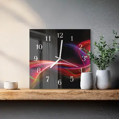 Hodiny s fotkou skleněné čtvercové Abstraktní linie