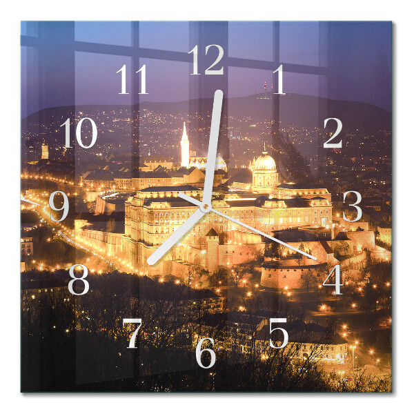 Hodiny s fotkou skleněné čtvercové Budapešť