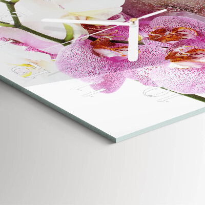 Hodiny s fotkou skleněné čtvercové Orchidej