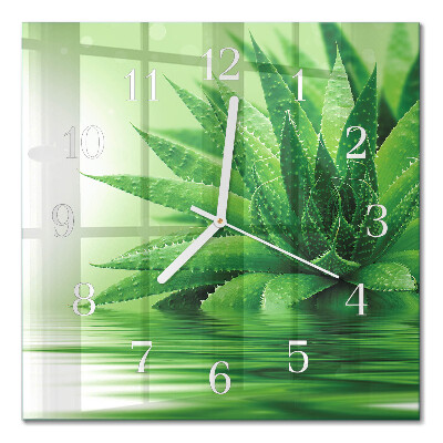 Nástěnné hodiny skleněné čtvercové Aloe