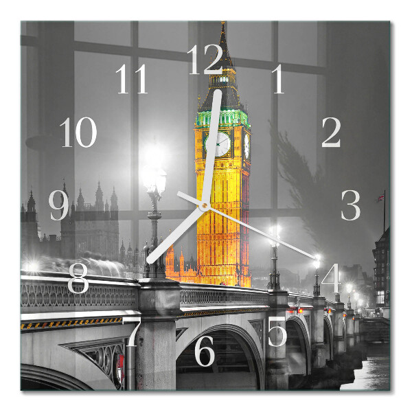 Hodiny na skle čtvercové Big Ben