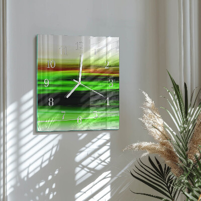 Čtvercové skleněné hodiny na stěnu Abstrakce