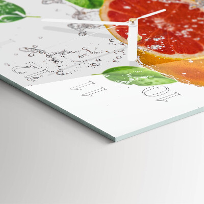 Hodiny s fotkou skleněné čtvercové Grapefruit