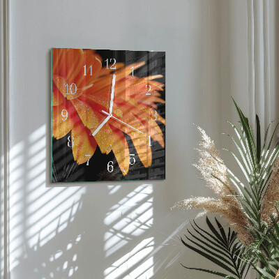 Nástěnné hodiny skleněné čtvercové Gerbera