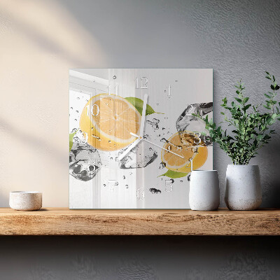 Čtvercové skleněné hodiny na zeď Citrus