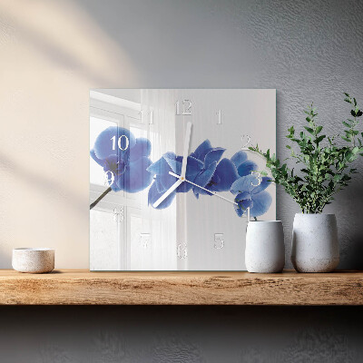 Hodiny s fotkou skleněné čtvercové Orchidej
