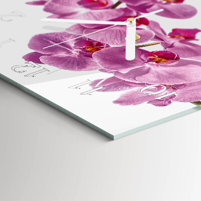 Nástěnné hodiny skleněné čtvercové Orchidej