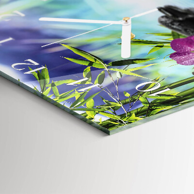 Hodiny s fotkou skleněné čtvercové Lázně s orchidejími