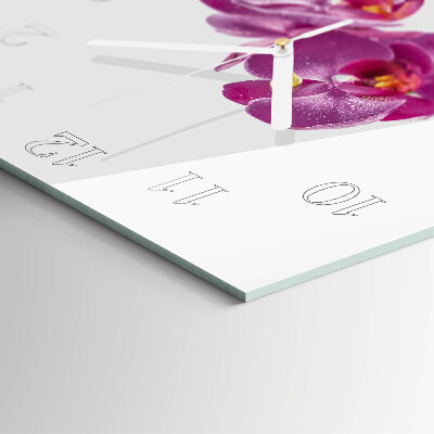 Hodiny s fotkou skleněné čtvercové Orchidej