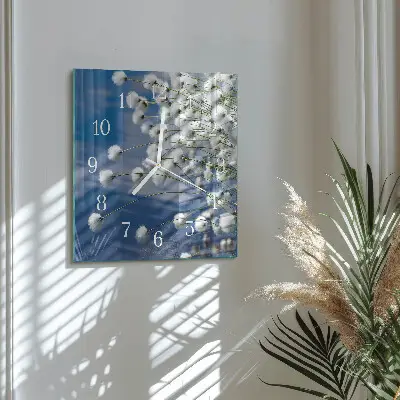 Nástěnné hodiny skleněné čtvercové Bavlna