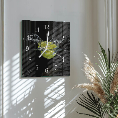 Čtvercové skleněné hodiny na zeď Citrus