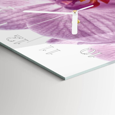 Nástěnné hodiny skleněné čtvercové Orchidej