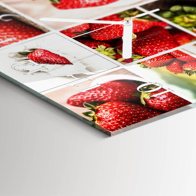 Hodiny na skle čtvercové Jahody