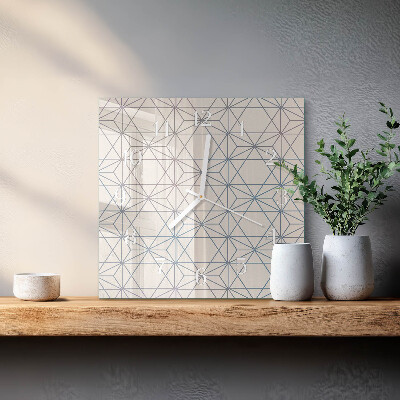 Čtvercové skleněné hodiny na zeď Geometrický vzor