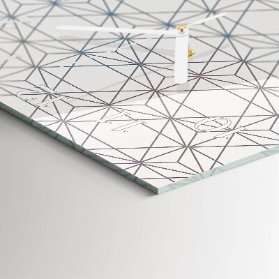 Čtvercové skleněné hodiny na zeď Geometrický vzor
