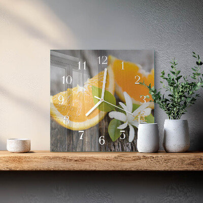 Hodiny na skle čtvercové Citrus