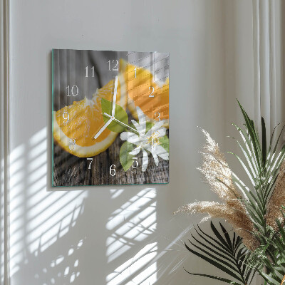Hodiny na skle čtvercové Citrus