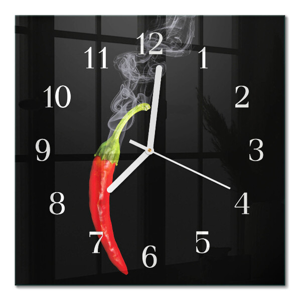 Hodiny s fotkou skleněné čtvercové Chilli paprička