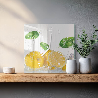 Hodiny na skle čtvercové Citrus