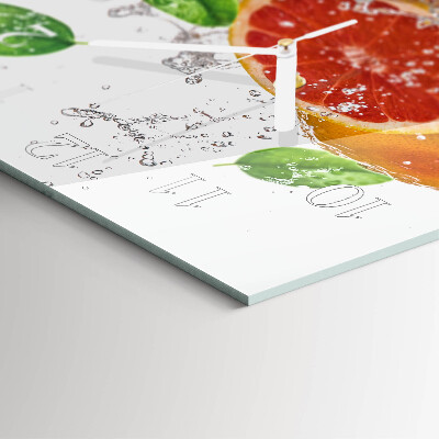 Čtvercové skleněné hodiny na zeď Grapefruit