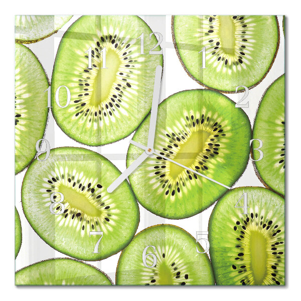 Čtvercové skleněné hodiny na zeď Kiwi