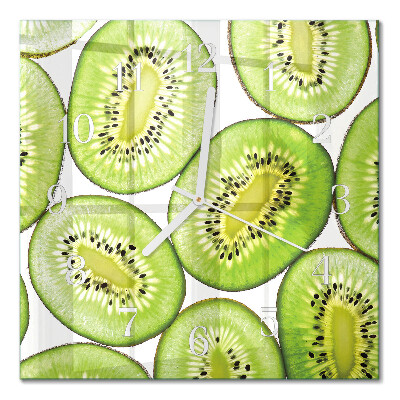 Čtvercové skleněné hodiny na zeď Kiwi