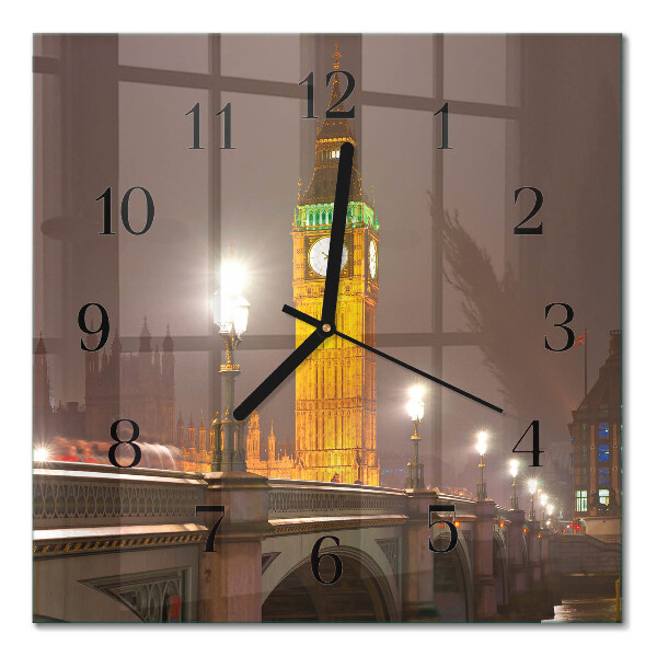 Hodiny s fotkou skleněné čtvercové Big Ben
