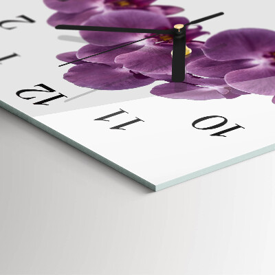 Hodiny s fotkou skleněné čtvercové Orchidej