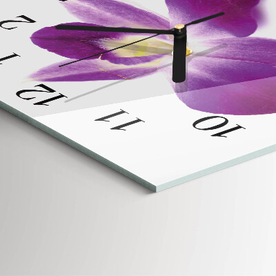 Hodiny s fotkou skleněné čtvercové Květina orchideje