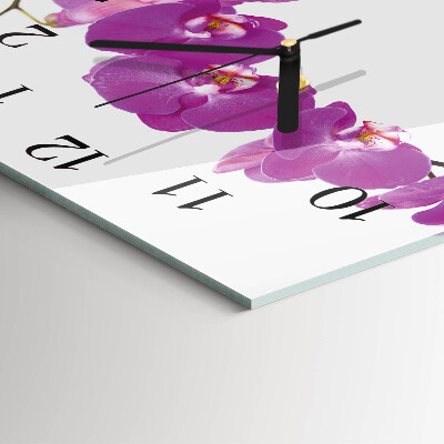 Nástěnné hodiny skleněné čtvercové Orchidej