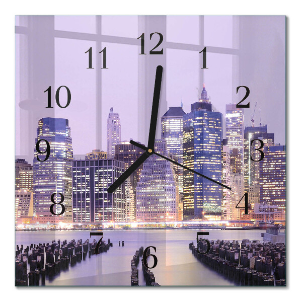 Nástěnné hodiny skleněné čtvercové Horizont