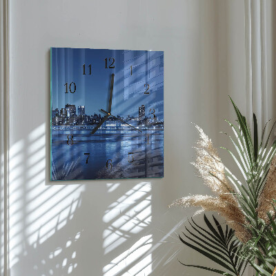 Čtvercové skleněné hodiny na zeď Horizont