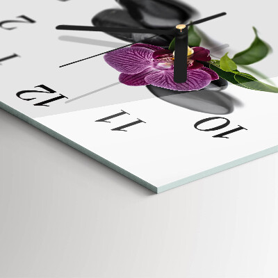 Nástěnné hodiny skleněné čtvercové Orchidej