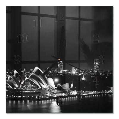 Čtvercové skleněné hodiny na stěnu Sydney Horizon