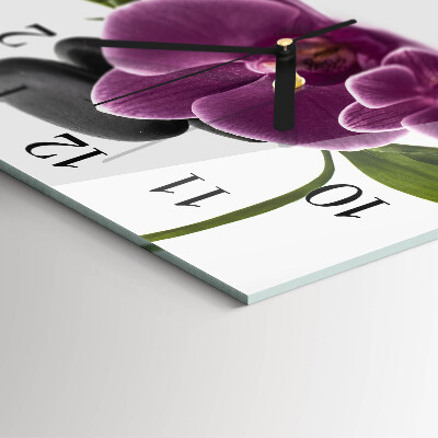 Nástěnné hodiny skleněné čtvercové Orchidej