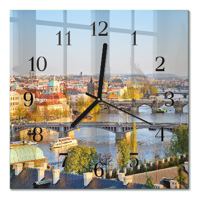 Hodiny s fotkou skleněné čtvercové Praha