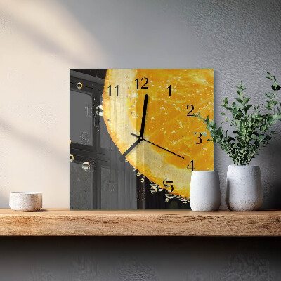 Čtvercové skleněné hodiny na stěnu Citrus