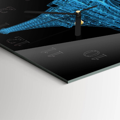 Hodiny na skle čtvercové Eiffelova věž v Paříži